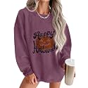 ONLYSTORY Womens Sweatshirts Oversized Cored Corduroy Pullover Tops
