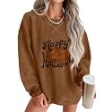 ONLYSTORY Womens Sweatshirts Oversized Cored Corduroy Pullover Tops