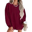 ONLYSTORY Womens Sweatshirts Oversized Cored Corduroy Pullover Tops