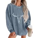 ONLYSTORY Womens Sweatshirts Oversized Cored Corduroy Pullover Tops