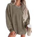 ONLYSTORY Womens Sweatshirts Oversized Cored Corduroy Pullover Tops