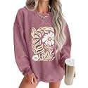 ONLYSTORY Womens Sweatshirts Oversized Cored Corduroy Pullover Tops