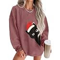 ONLYSTORY Womens Sweatshirts Oversized Cored Corduroy Pullover Tops