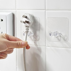 adhesive hook multifunctional power plugs socket holder no punching adhesive hook power stickers wall mounted transparent wall plug hook for keys towel kitchen plug hook 30