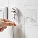 Adhesive Hook Multifunctional Power Plugs Socket Holder No Punching Adhesive Hook Power Stickers Wall Mounted Transparent Wall Plug Hook for Keys Towel Kitchen (Plug Hook, 20)