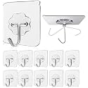 Wall Hanging Flower Hooks for Wall Without Drilling, Self Adhesive Hooks for Wall Heavy Duty Strong Nail Free, Kitchen Accessories Items Stainless Steel (Flower Hook, 10)