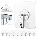 Wall Hanging Hooks for Wall Without Drilling, Self Adhesive Hooks for Wall Heavy Duty Strong Nail Free, Kitchen Accessories Items Stainless Steel (Round Hook, 30)