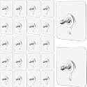 Wall Hanging Hooks for Wall Without Drilling, Self Adhesive Hooks for Wall Heavy Duty Strong Nail Free, Kitchen Accessories Items Stainless Steel (Screw Hook, 50)