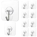 Wall Hanging Hooks for Wall Without Drilling, Self Adhesive Hooks for Wall Heavy Duty Strong Nail Free, Kitchen Accessories Items Stainless Steel (Round Hook, 50)