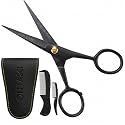 Ontaki 5" Beard & Mustache Scissors for Men with Combs - Black German Steel