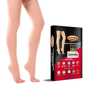 ontex cotton compression stockings for varicose veins class 2  compression socks for women amp men  varicose vein stockings  vericose socks for women  thigh length - small