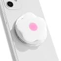 OnTheGrip Compatible with Magsafe Magnetic Cute Solid Color Daisy Flower Design Collapsible Mobile Phone Grip Stand Holder for Smartphone Tablet Cell Phone Accessory (White Pink)