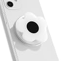 OnTheGrip Compatible with Magsafe Magnetic Cute Solid Color Daisy Flower Design Collapsible Mobile Phone Grip Stand Holder for Smartphone Tablet Cell Phone Accessory (White Black)