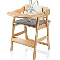 ONTHEWEI Wooden Baby High Chair for Babies, Anti-Tip Adjustable High Chair with Detachable Tray