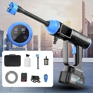 48v portable pressure washer with 15000 mah6in1 nozzlerechargeable variable speed mode cordless pressure washer gun handheld pressure washer for car floor cleaning  car washer gun