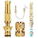 Real Brass Water Spray Gun Nozzle - High Pressure Water Gun Nozzle for Pouring Flowers &amp; Car Washing - Brass Water Spray Nozzle, Suitable for 1/2 Inch Hose Pipe