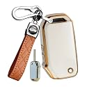 ontto 3-Button Key Fob Cover with Keychain Compatible with Kia Flip Folding Remote TPU Car Key Case for Forte Seltos Soul Sportage Sorento Cerato Telluride Beige