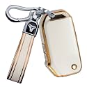 ontto 3-Button Key Fob Protector with Keychain Compatible with Kia Flip Folding Remote Soft TPU Key Skin Case for Seltos Forte Niro Sportage LX Soul Sorento Telluride K5 K3 Sonet LX Cerato Beige