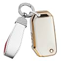 ontto TPU Key Fob Cover Case Fit for Kia Flip Folding Remote Car Key Shell Full Protection for Forte Seltos Soul Sportage Sorento Cerato Telluride Beige
