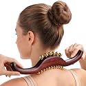 ONUEMP Sandalwood Gua Sha Muscle Knot Scraper with 17 Fascia Brass Beads