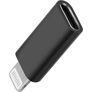30w usb-c female to lightning cable adapter type-c to 8 pin male pd fast charging converter cord data sync connector for iphone 13 12 11 airpods ios device carplay dark black
