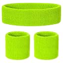 ONUPGO Kids Sweatbands Toddler Headband Wristband Set - Athletic Cotton Baby Sweat Band for Kids Youth Baby (1 Headband + 2 Wristbands)