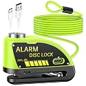 ONVIAN Rechargeable Motorcycle Lock with 6FT Steel Wire Anti-Theft Cable, for 7mm Pin Ebike Electric Scooter Motorcycle Helmet Wheel Disc Brake Lock(Lemon Yellow)