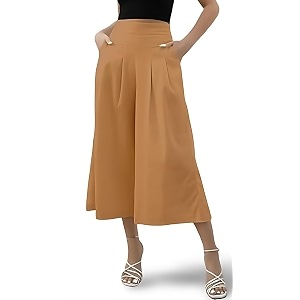 OOMPH Cotton Linen Palazzo Pant for Women