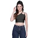OOMPH! Crop Tops for Women, Green - mt581