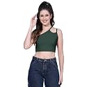 OOMPH! Crop Tops for Women, Green - mt581