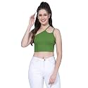 OOMPH! Crop Tops for Women, Green - mt581