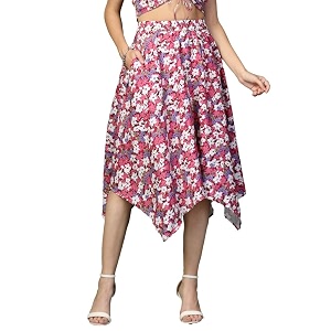 OOMPH Long Skirts for Women with Handkerchief