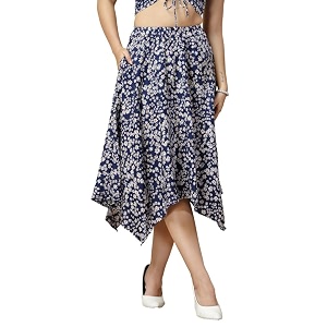 OOMPH Long Skirts for Women with Handkerchief