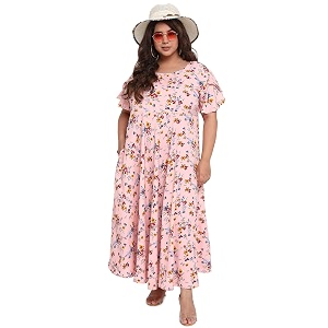 OOMPH Womens Crepe A-Line Maxi Plus Size