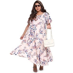 OOMPH Womens Crepe A-Line Maxi Plus Size