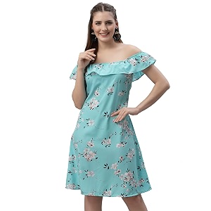 OOMPH Womens Crepe A-Line Mini Dress