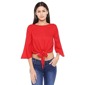 OOMPH Womens Crepe Ruffeld Top - Forest