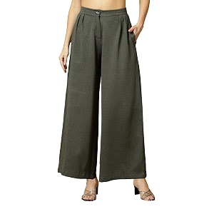 OOMPH Womens High-Waisted Pant Wide Leg