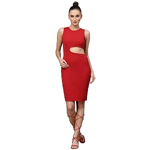 OOMPH Womens Polyester Blend Bodycon Knee-Length Dress
