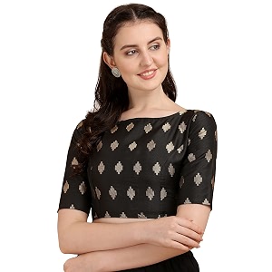 oomph women39s indian ethnic wear designer zari work boat neck half sleeve jet black color blouse for saree or lehnga and palazzos or skirts for a fusion twist