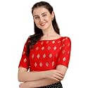 OOMPH! Women's Indian Ethnic Wear Designer Zari Work Boat Neck Half Sleeve Readymade Non - Padded Blouse for Saree and Lehnga and Palazzos or Skirts for a Fusion Twist.