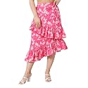 OOMPH Women Floral Printed Asymmetric Ruffled Midi