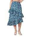 OOMPH Women Floral Printed Asymmetric Ruffled Midi