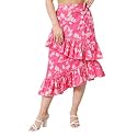 OOMPH Women Floral Printed Asymmetric Ruffled Midi