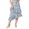 OOMPH Women Floral Printed Asymmetric Ruffled Midi