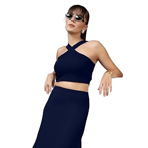 OOMPH Women Stretchable Relaxed Fit Crop Top