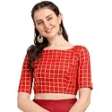 OOMPH Womens Jacquard Boat Neck Blouse Checks