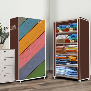 opal 5 layer colorful wood print pp collapsible wardrobe finish color - colorful wood modern print diydo-it-yourself