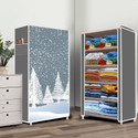 Opal 5 Layer Felling Snow Print PP Collapsible Wardrobe (Finish Color - Felling Snow Modern Print, DIY(Do-It-Yourself))