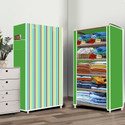 Opal 5 Layer Green Strip Print PP Collapsible Wardrobe (Finish Color - Green Strip Modern Print, DIY(Do-It-Yourself))